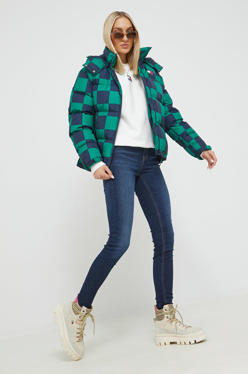 

Хлопковая кофта Tommy Jeans женская цвет белый однотонная