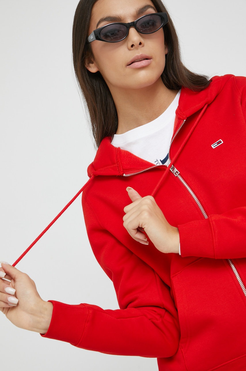 

Суичър Tommy Jeans в червено с изчистен дизайн, Червен