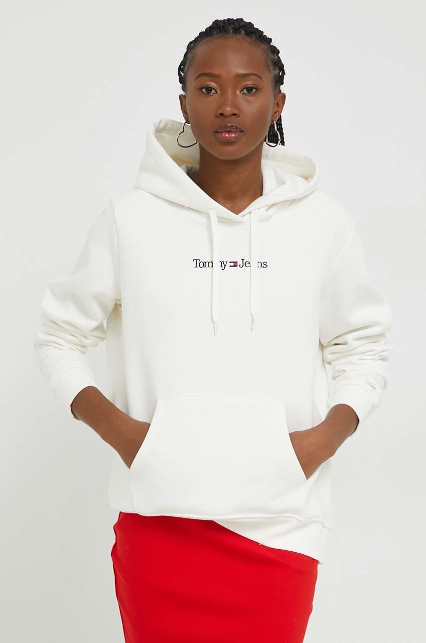 

Суичър Tommy Jeans в бежово с качулка с апликация, Бежов