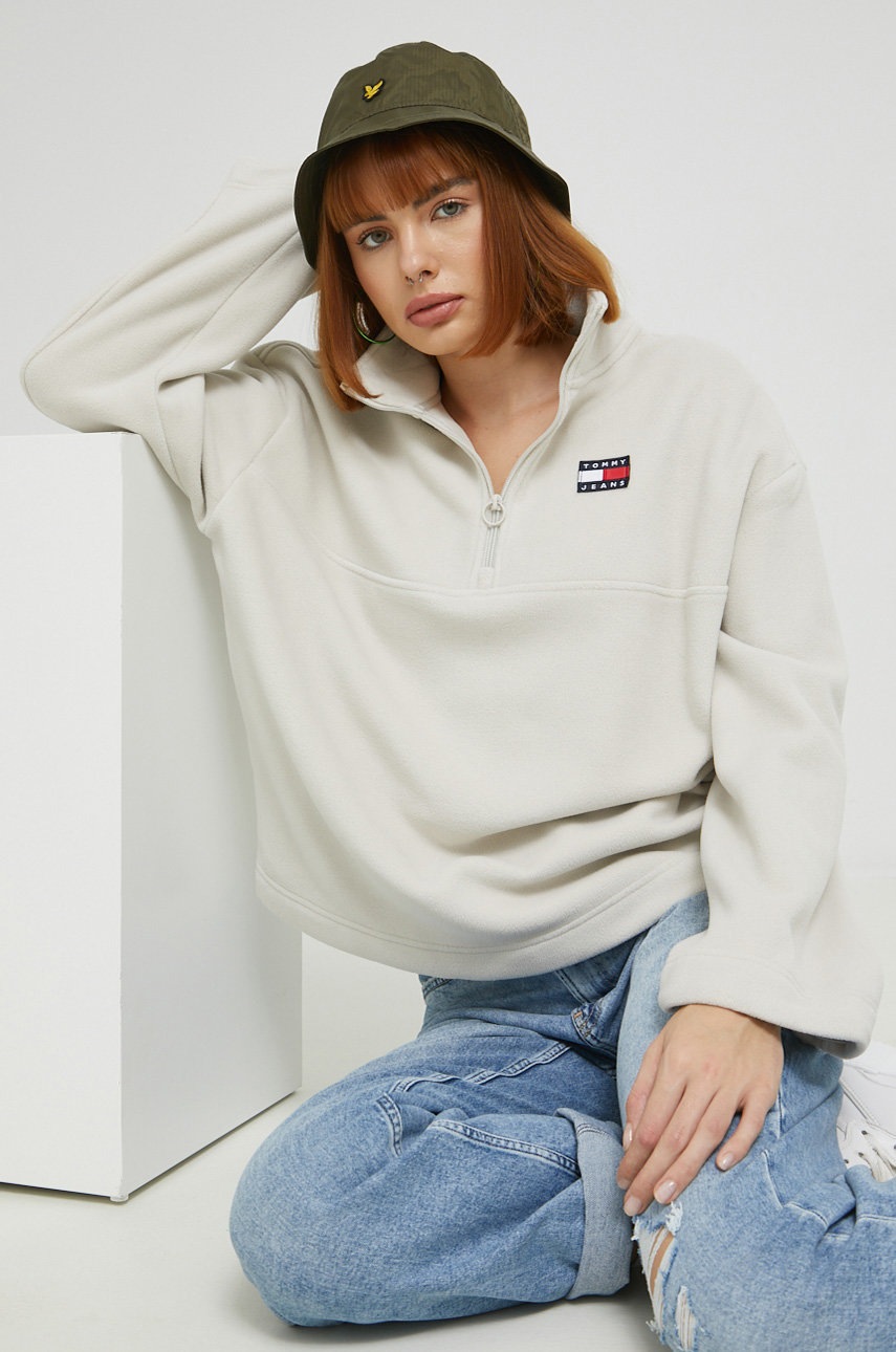 

Суичър Tommy Jeans в бежово с изчистен дизайн, Бежов