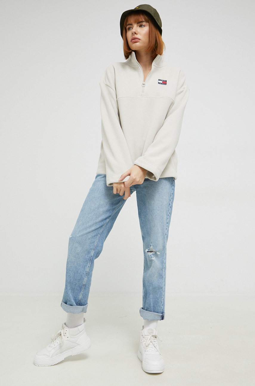 

Кофта Tommy Jeans женская цвет бежевый однотонная