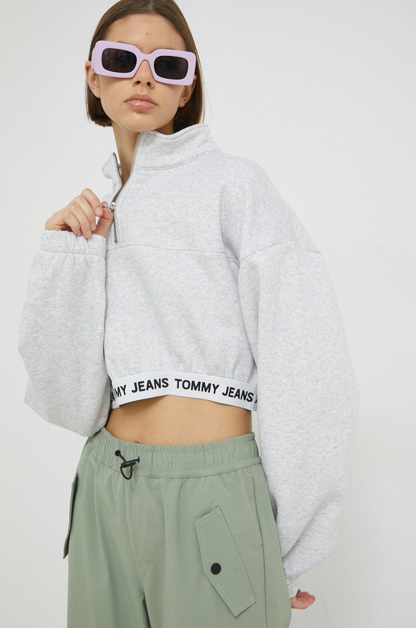Tommy Jeans bluza femei, culoarea gri, melanj