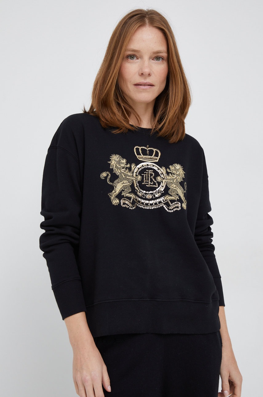 

Суичър Lauren Ralph Lauren в черно с апликация, Черен