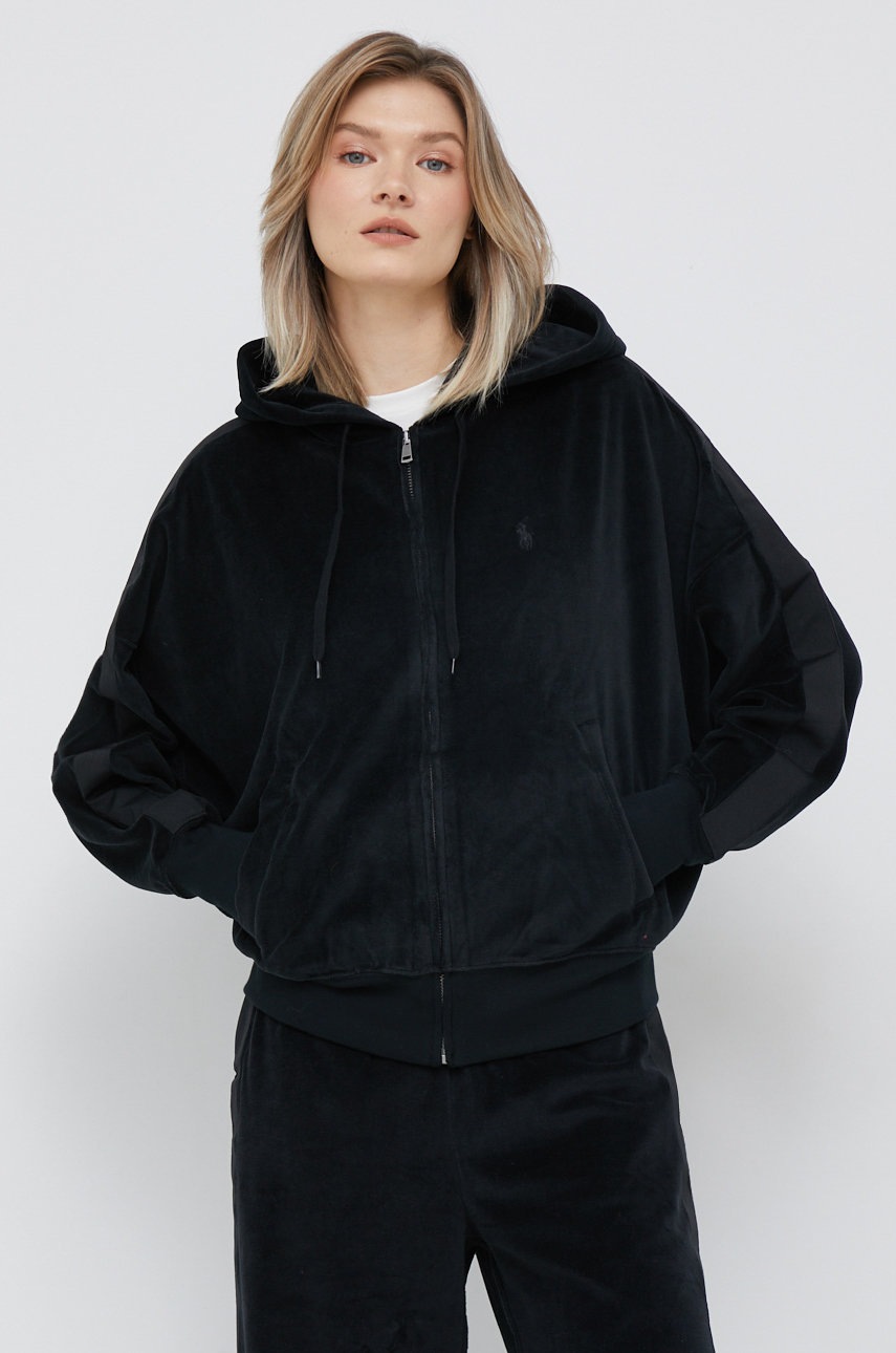 

Суичър Polo Ralph Lauren в черно с качулка с апликация, Черен