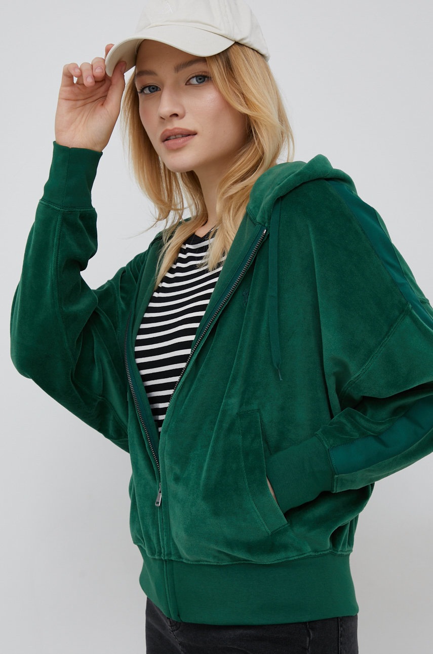 

Суичър Polo Ralph Lauren в зелено с качулка с изчистен дизайн, Зелен