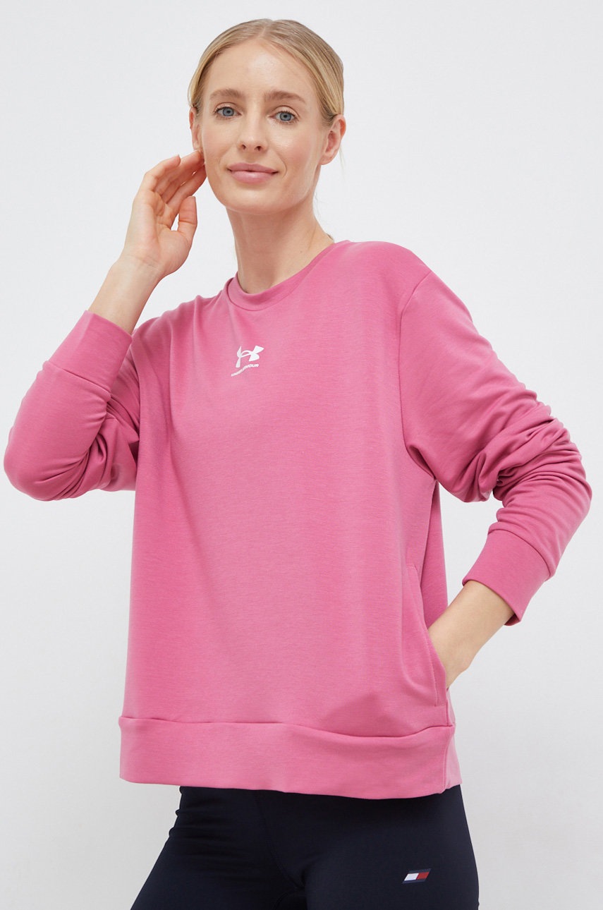 Under armour hanorac de antrenament rival femei, culoarea roz, neted