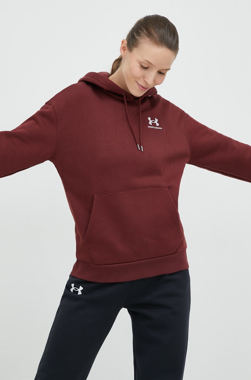 Levně Mikina Under Armour dámská, vínová barva, hladká, 1373033-690