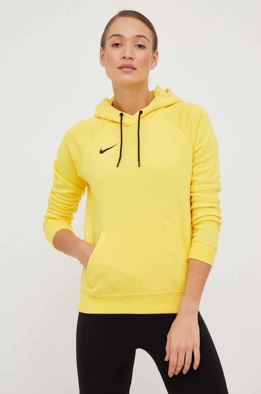 

Кофта Nike женская цвет жёлтый с капюшоном однотонная