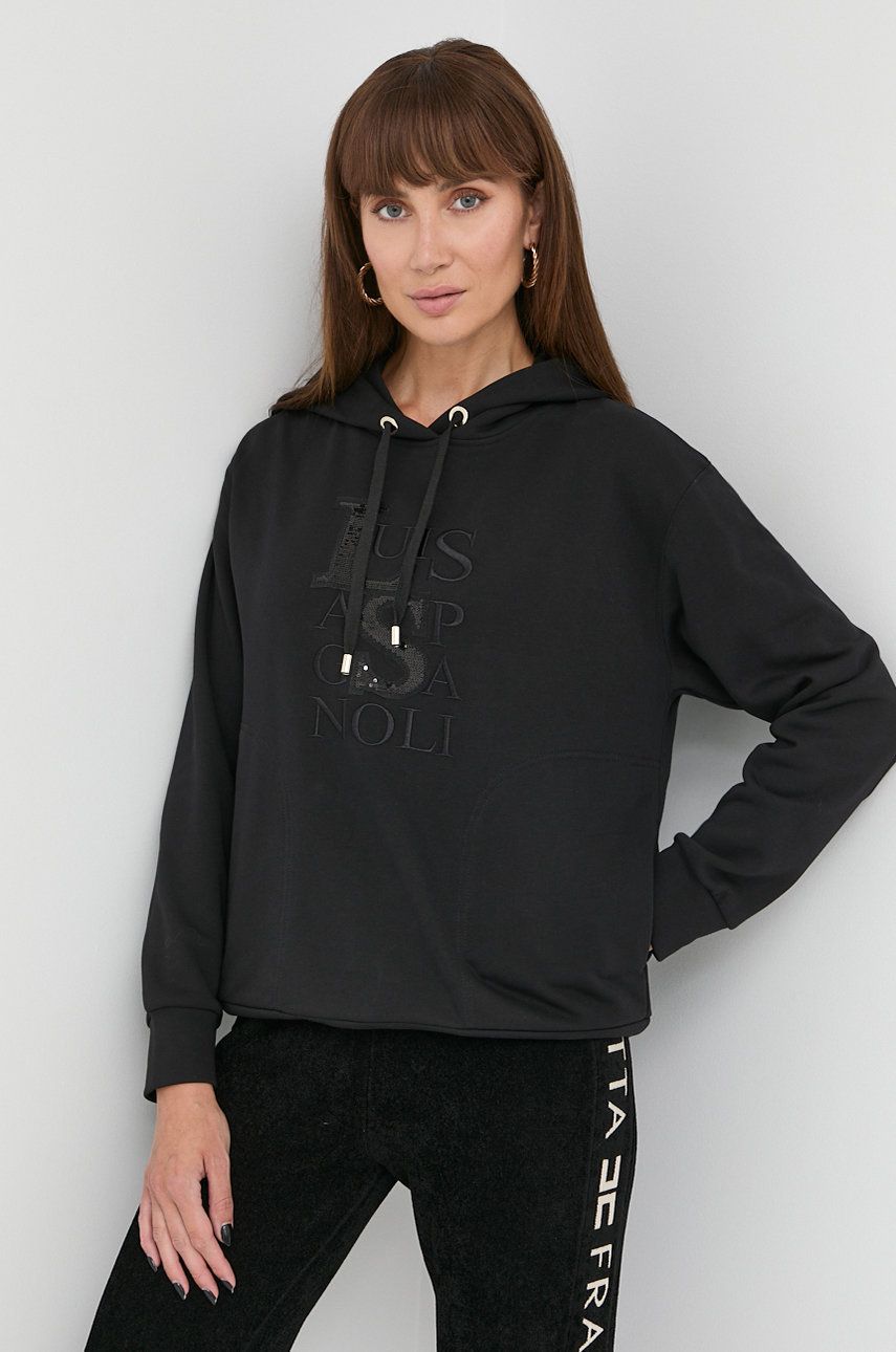Luisa Spagnoli bluza femei, culoarea negru, cu imprimeu answear.ro imagine noua gjx.ro