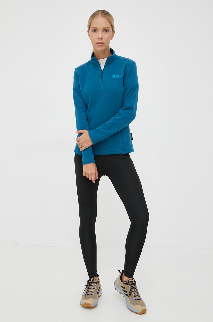 

Спортивная кофта Jack Wolfskin Taunus женская цвет бирюзовый однотонная