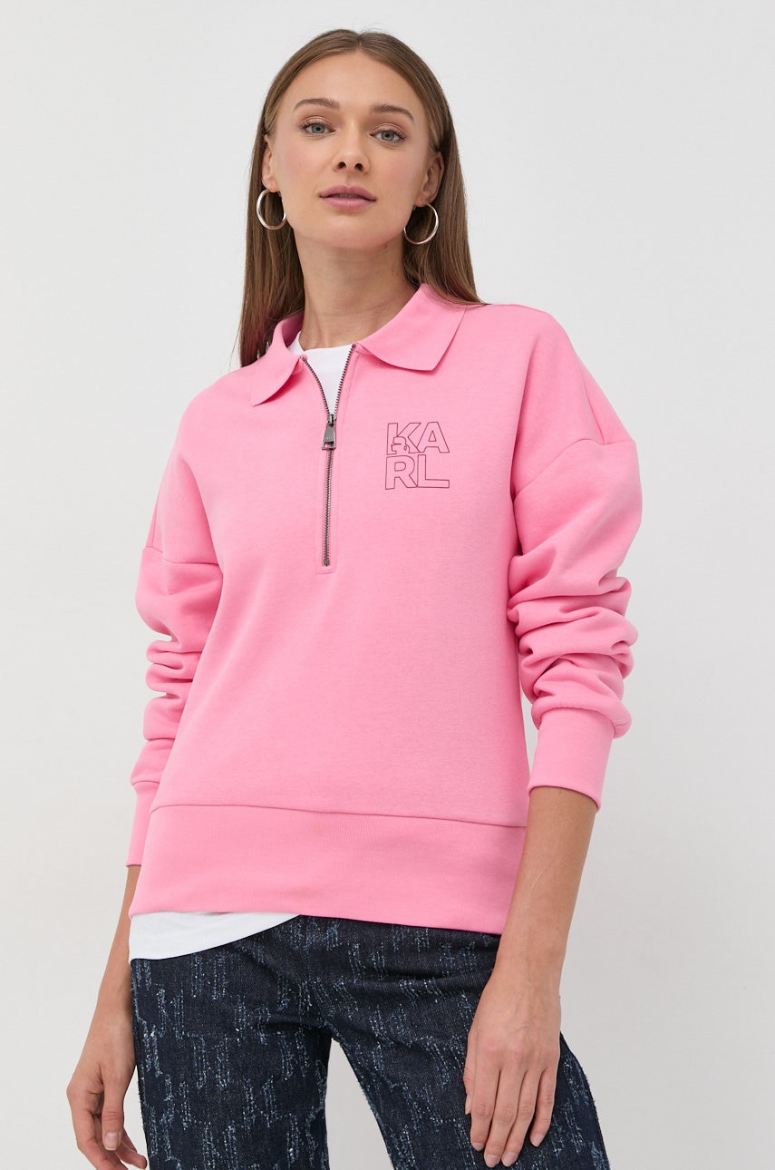 Karl lagerfeld bluza femei, culoarea roz, neted
