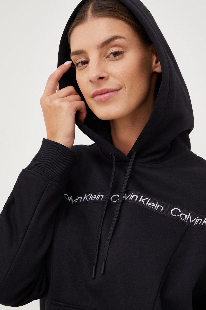 Calvin Klein Performance bluza dresowa damska kolor czarny z kapturem
