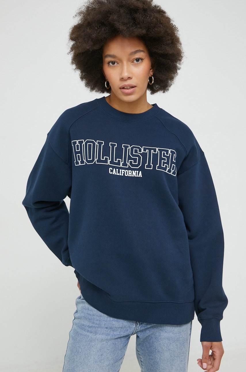 

Суичър Hollister Co. в тъмносиньо с принт, Тъмносин