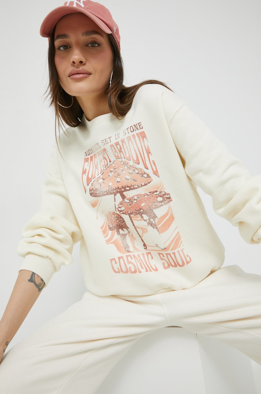 

Суичър Hollister Co. в бежово с принт, Бежов
