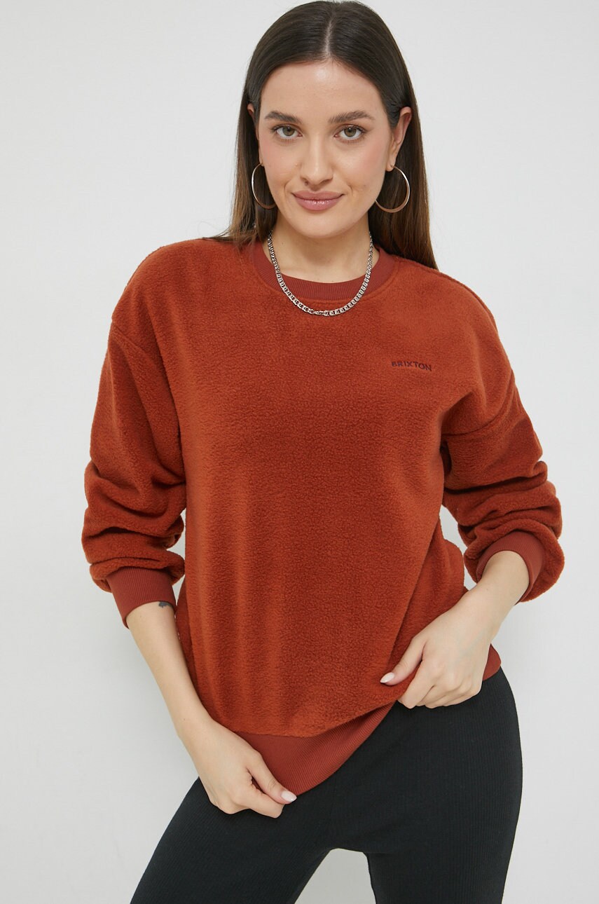 Brixton bluza femei, culoarea maro, neted