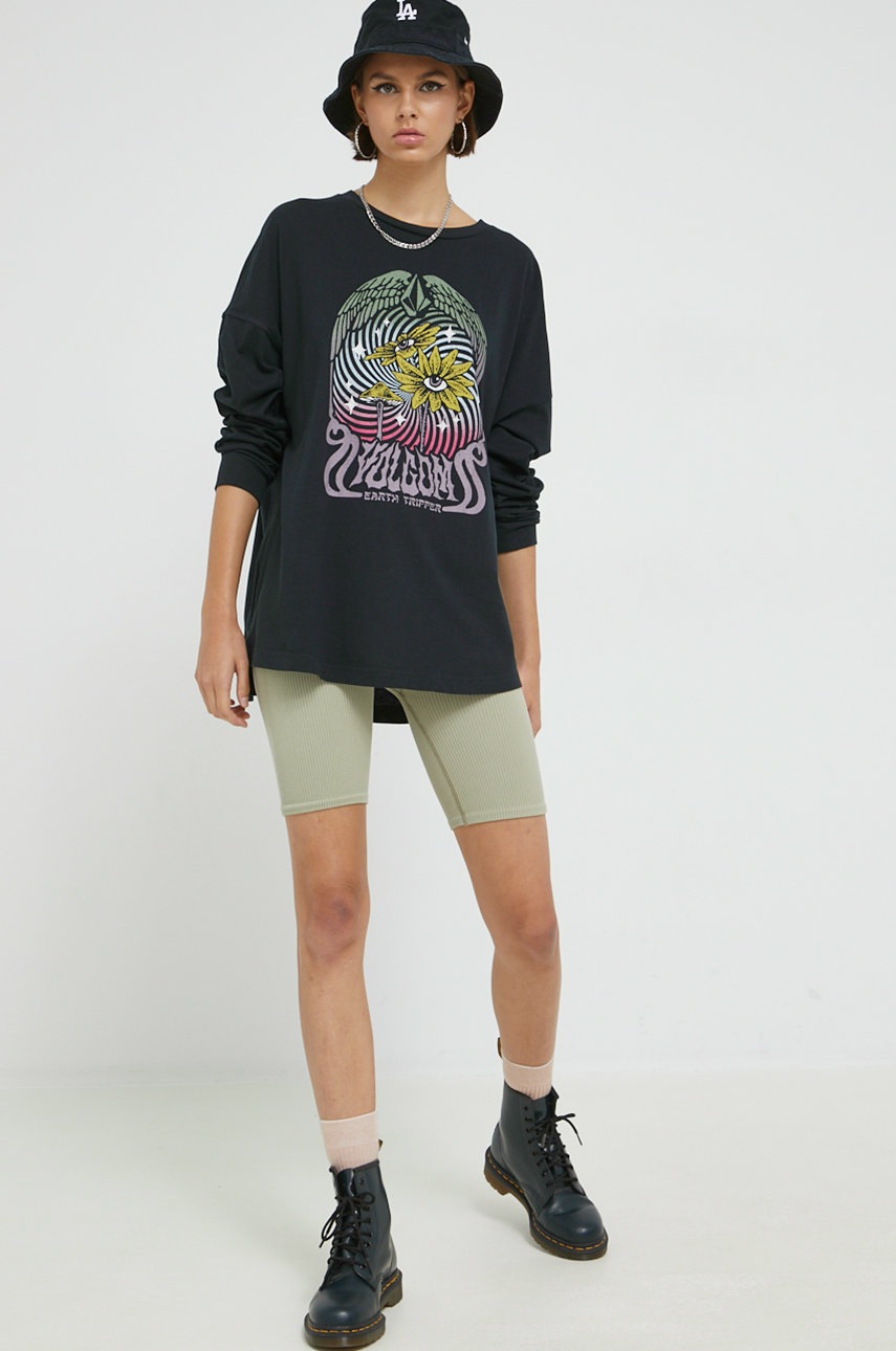 

Хлопковый лонгслив Volcom цвет чёрный