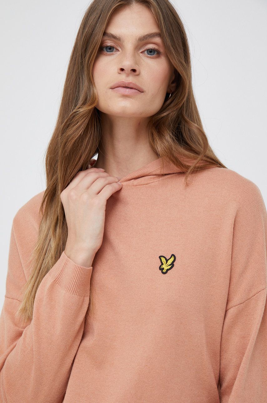 E-shop Svetr z vlněné směsi Lyle & Scott dámský, oranžová barva, lehký