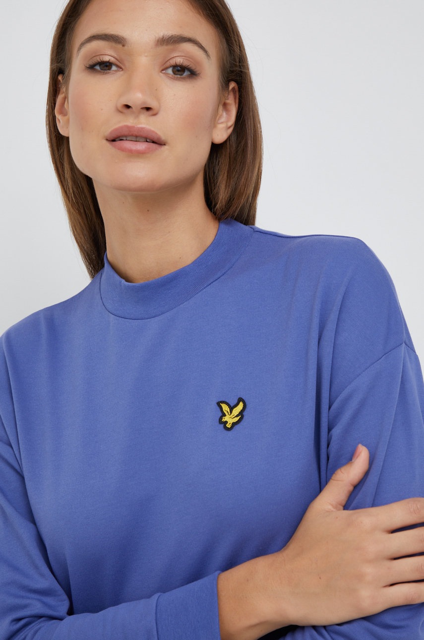 

Памучен суичър Lyle & Scott с изчистен дизайн, Син