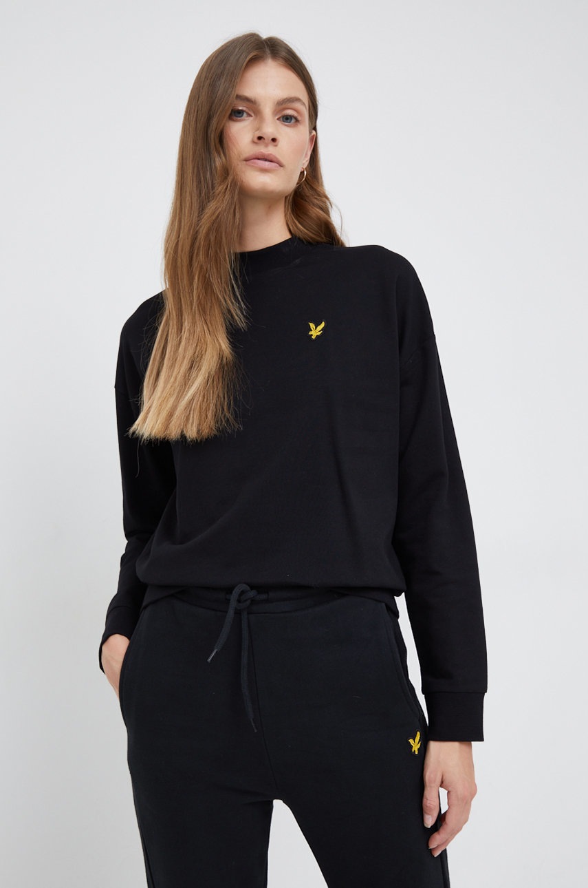 

Памучен суичър Lyle & Scott в черно с изчистен дизайн, Черен
