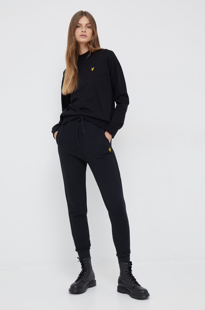 

Хлопковая кофта Lyle & Scott женская цвет чёрный однотонная