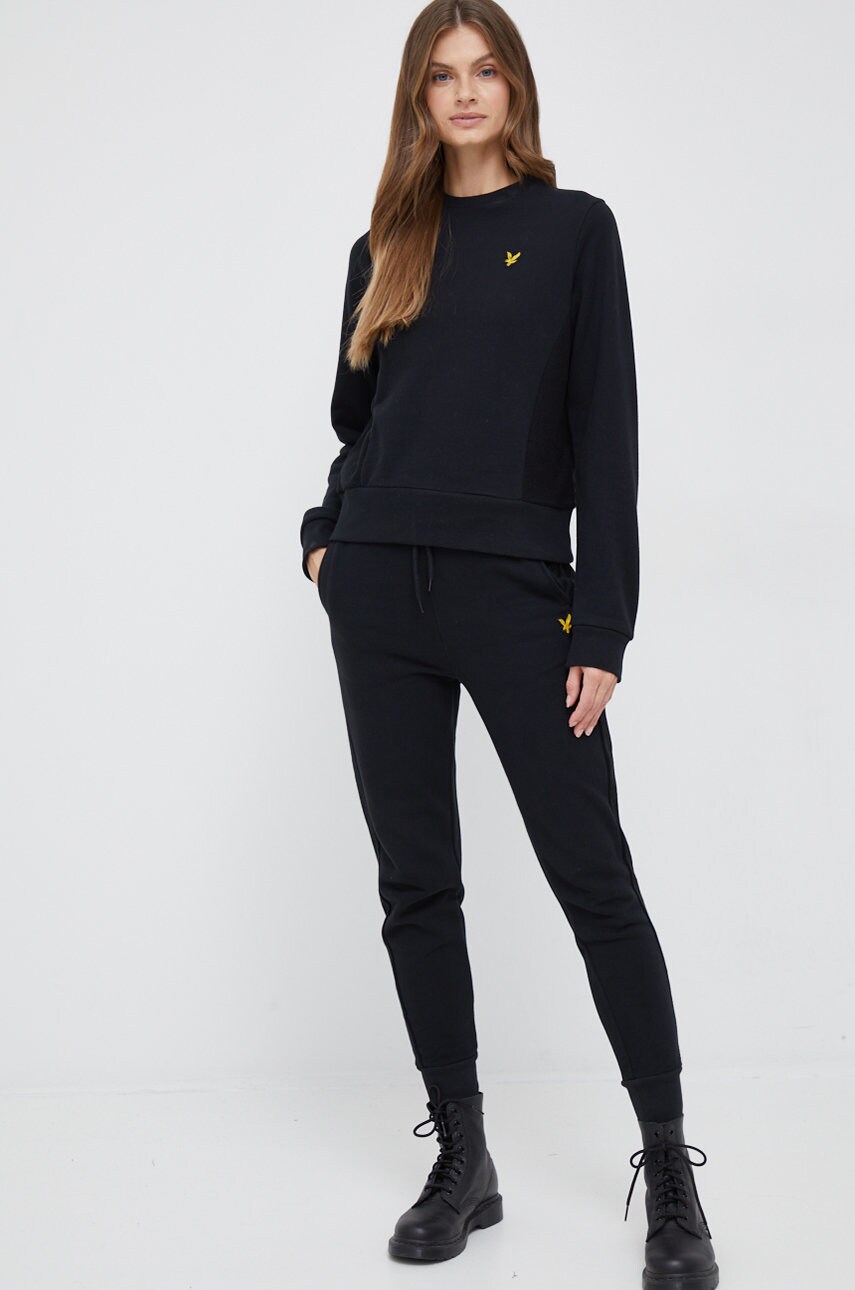 

Хлопковая кофта Lyle & Scott женская цвет чёрный однотонная