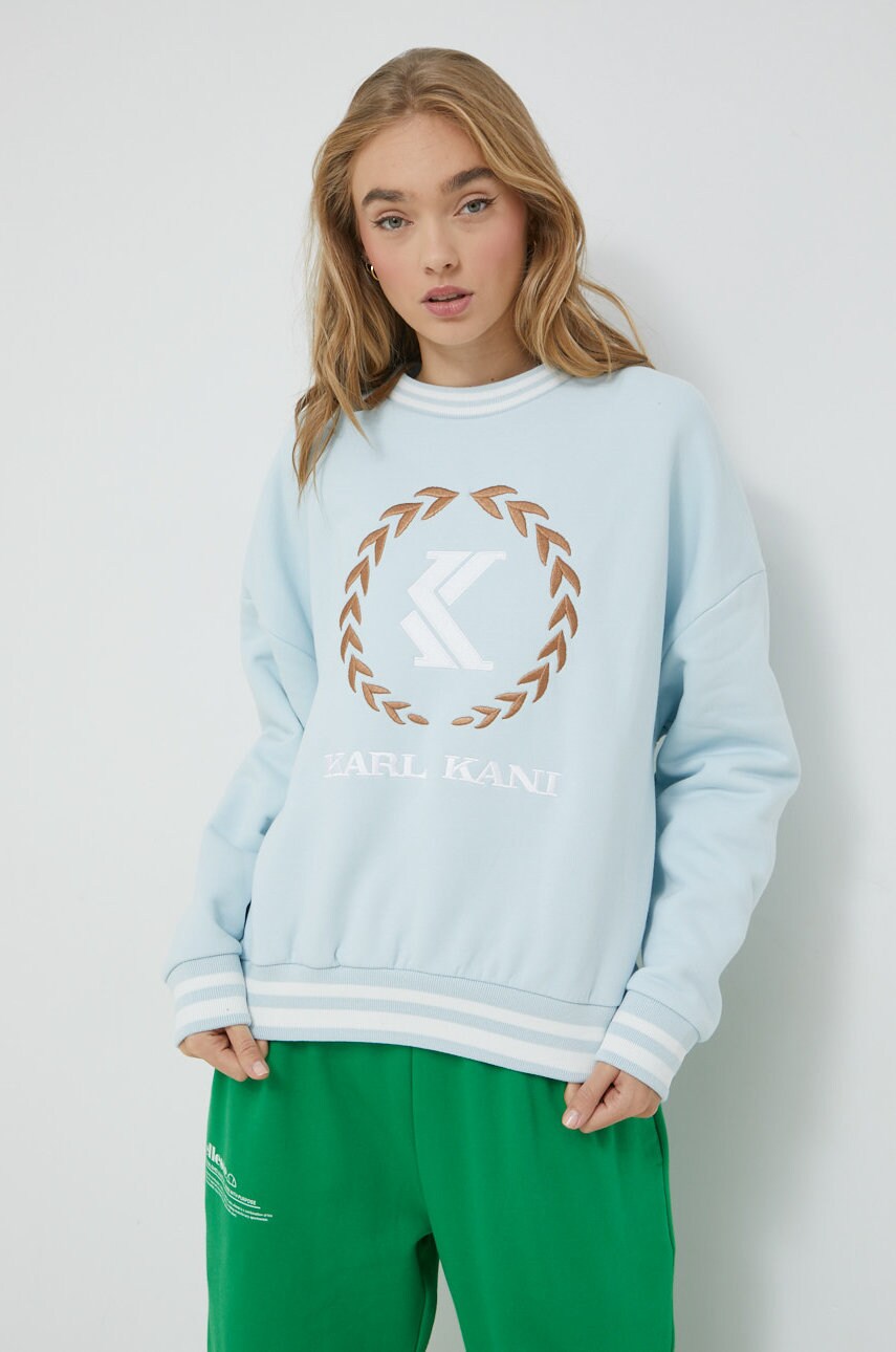 Karl kani bluza femei, culoarea turcoaz, cu imprimeu