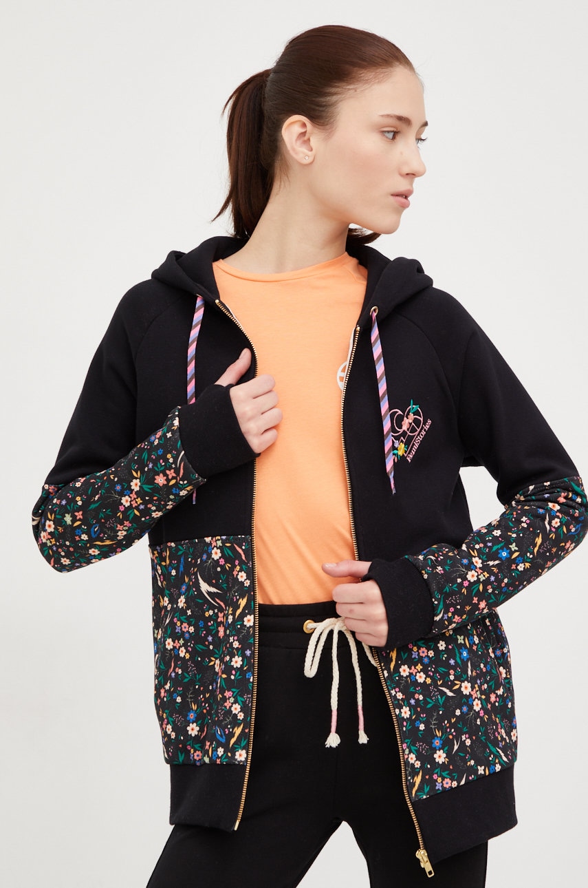 Femi stories bluza tito femei, culoarea negru, cu glugă, modelator