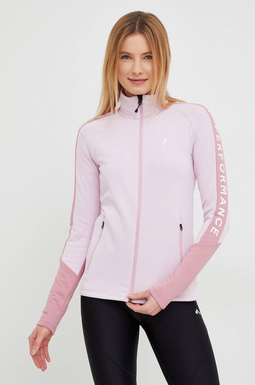 

Спортен суичър Peak Performance Rider в розово с десен, Розов