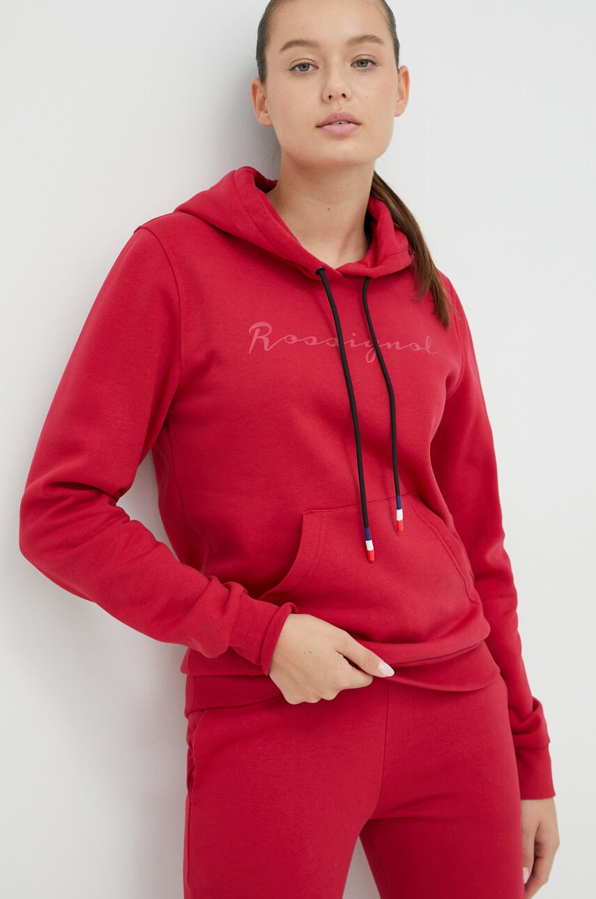 Rossignol bluza femei, culoarea roz, cu glugă, cu imprimeu