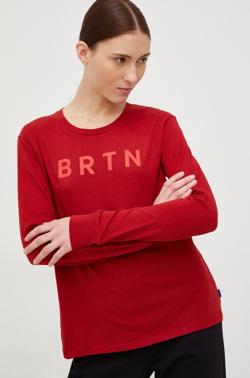 Levně Bavlněné tričko s dlouhým rukávem Burton červená barva