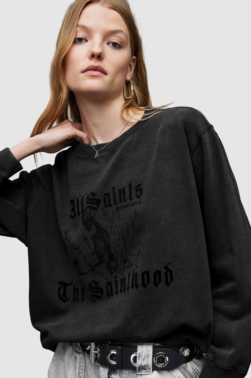 

Бавовняна кофта AllSaints жіноча колір сірий з принтом