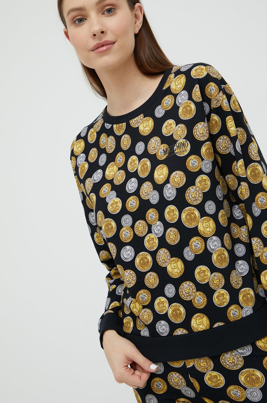 Μπλούζα Moschino Underwear χρώμα: μαύρο, φωτογραφία