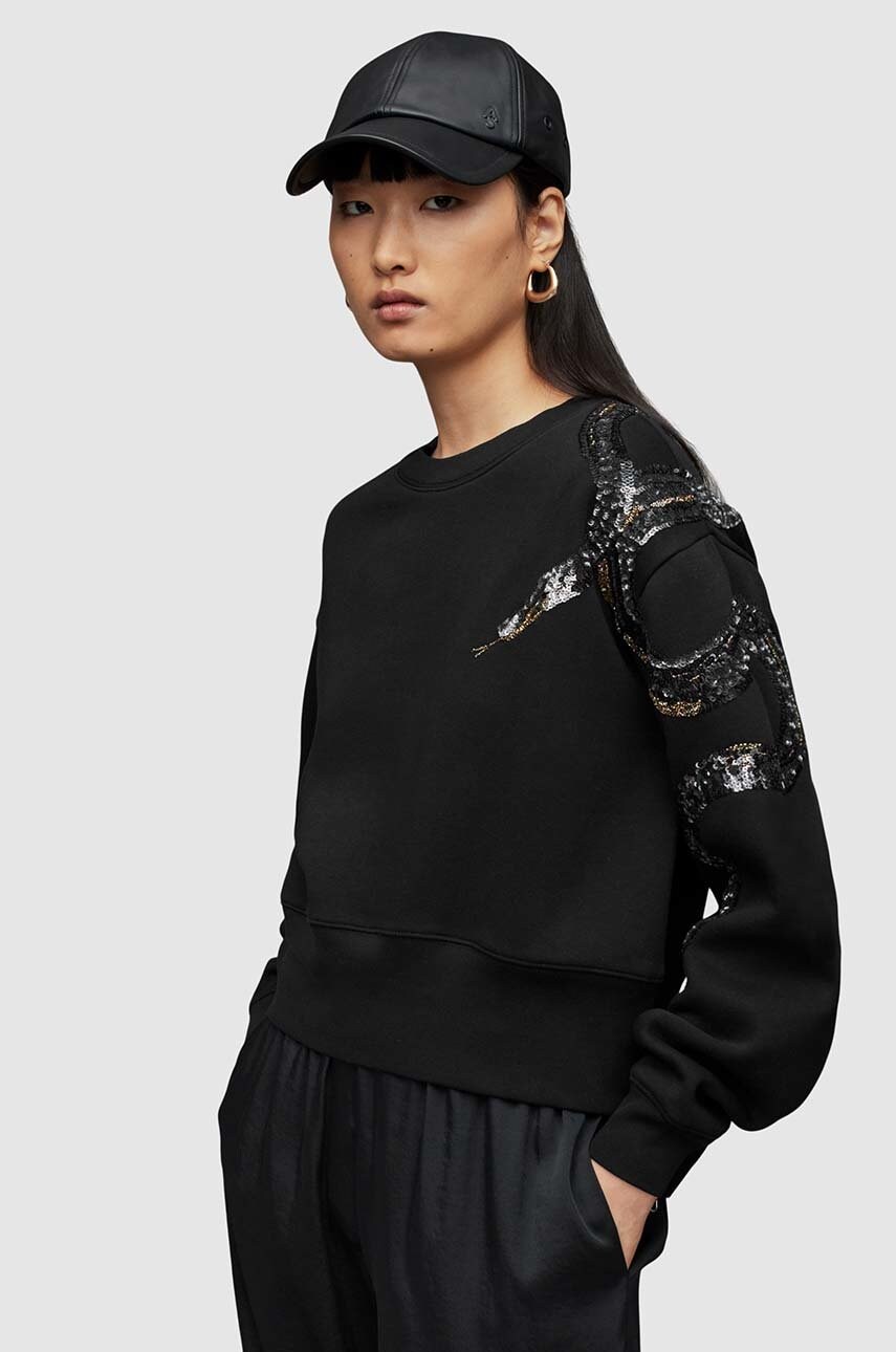 Allsaints bluza femei, culoarea negru, modelator