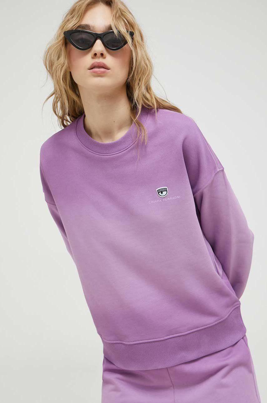Chiara Ferragni bluza bawełniana damska kolor fioletowy gładka