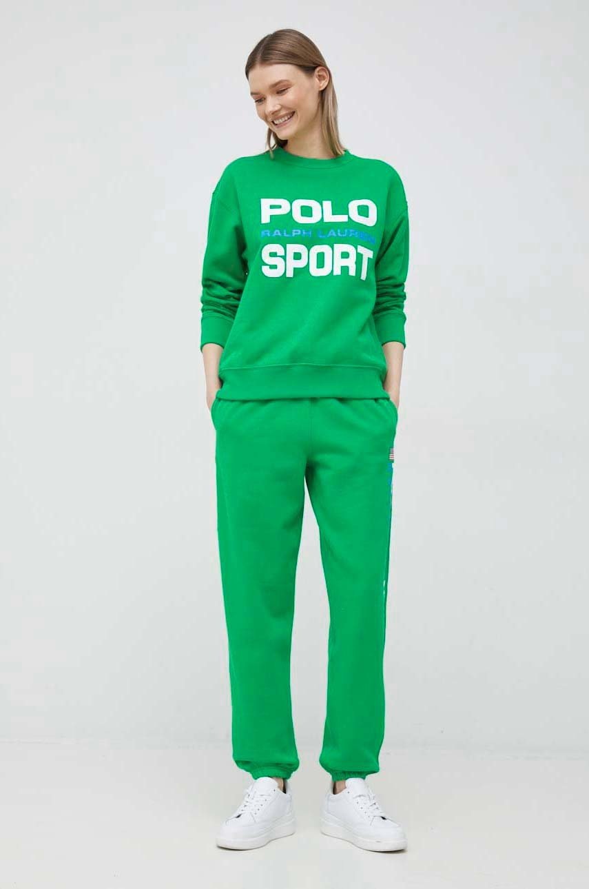 

Кофта Polo Ralph Lauren женская цвет зелёный с принтом