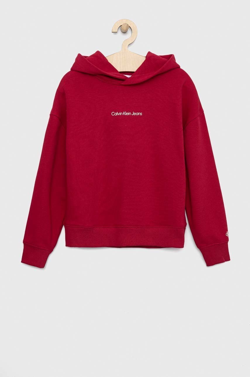 

Детски суичър Calvin Klein Jeans в розово с принт, Червен