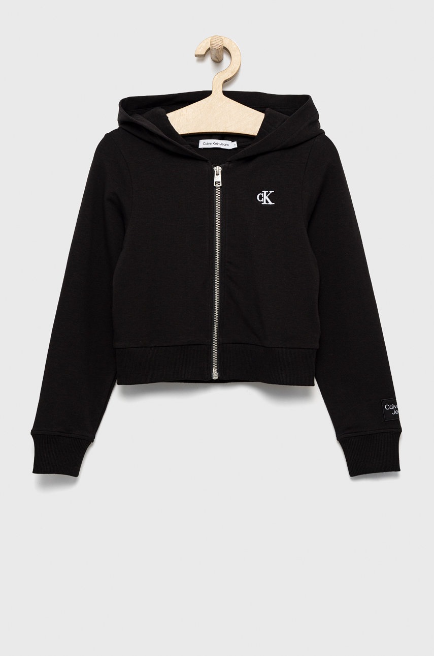 

Детски суичър Calvin Klein Jeans в черно с апликация, Черен
