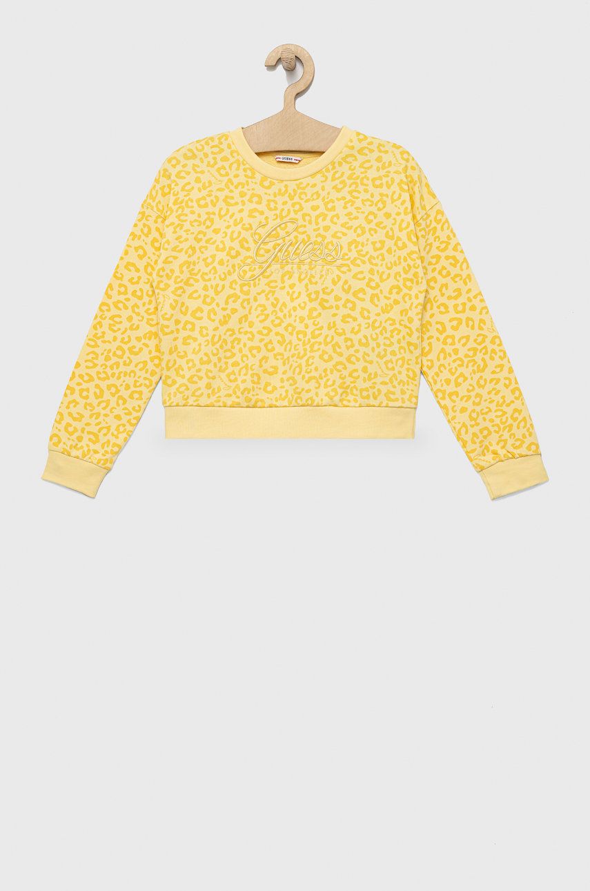 Детская хлопковая кофта Guess цвет жёлтый узор Детская хлопковая кофта Guess цвет жёлтый узор