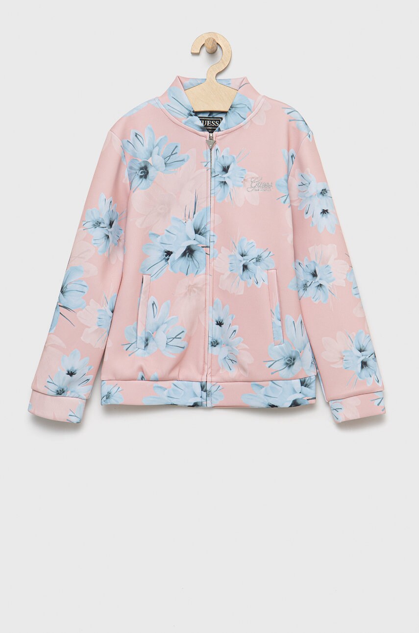 

Детски суичър Guess в розово с десен, Розов
