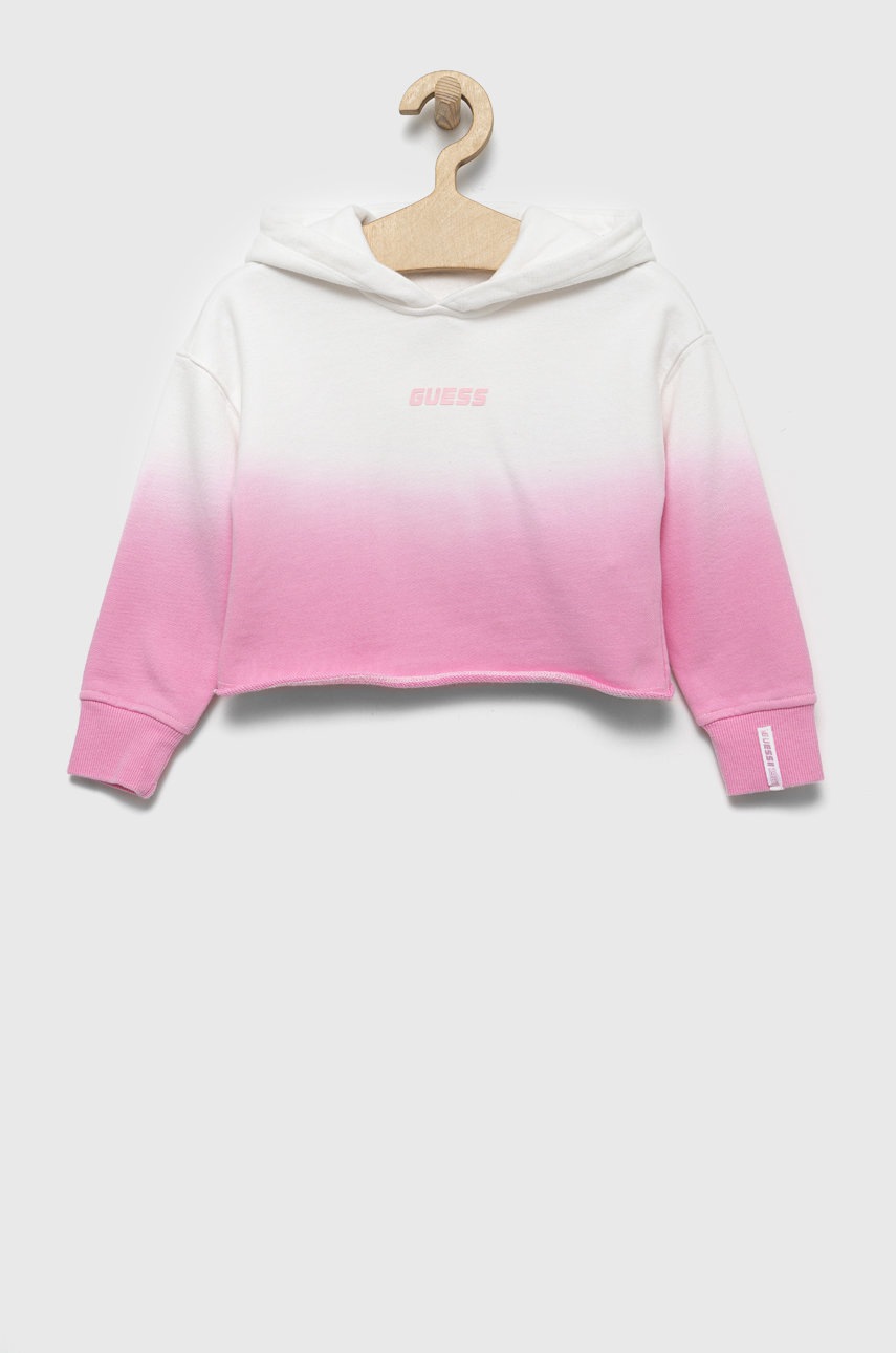

Детски памучен суичър Guess в розово с десен, Розов