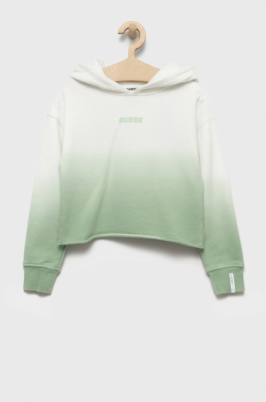

Детски памучен суичър Guess в зелено с десен, Зелен