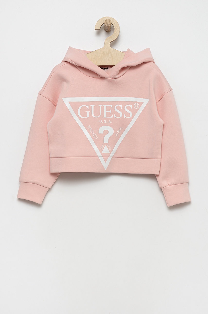 

Детски суичър Guess в розово с принт, Розов