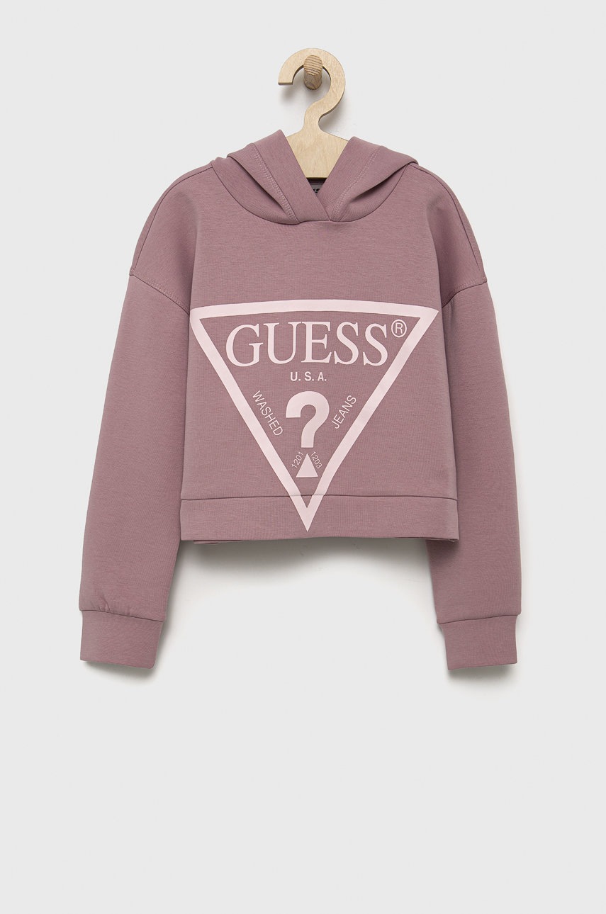 

Детски суичър Guess в лилаво с принт, Виолетов
