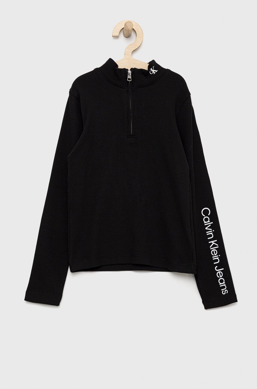 

Детска блуза с дълги ръкави Calvin Klein Jeans в черно, Черен
