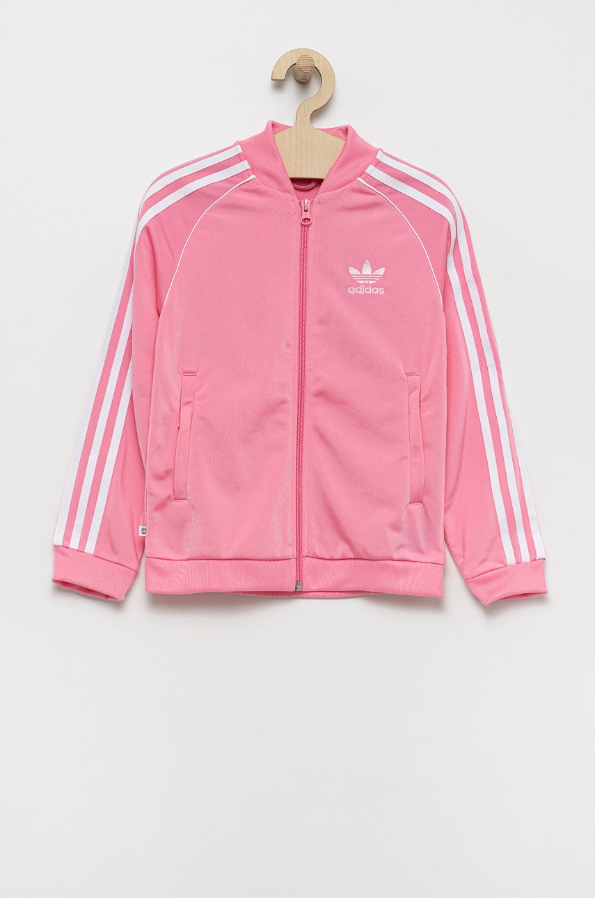 Levně Dětská mikina adidas Originals růžová barva, s aplikací