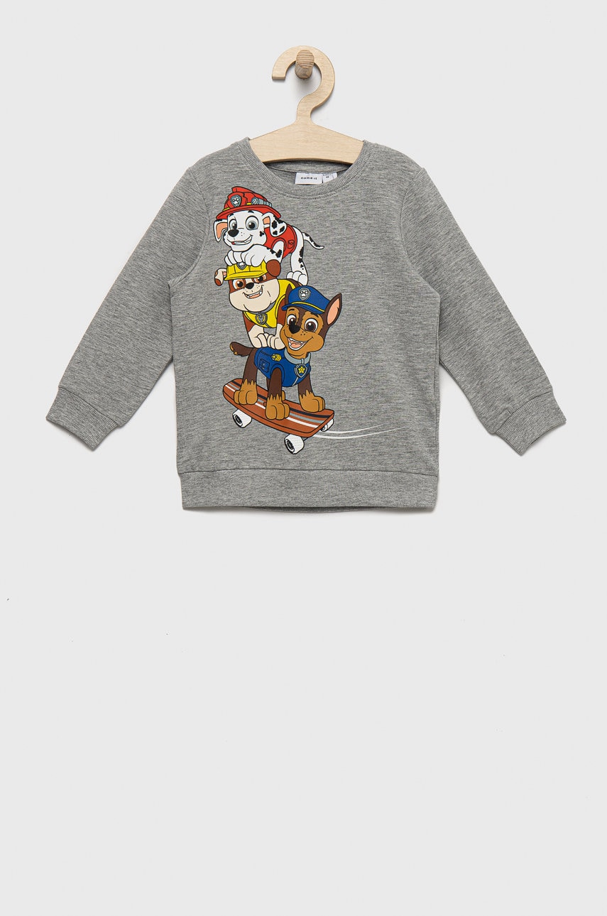 Name It bluza copii psi patrol culoarea gri, cu imprimeu