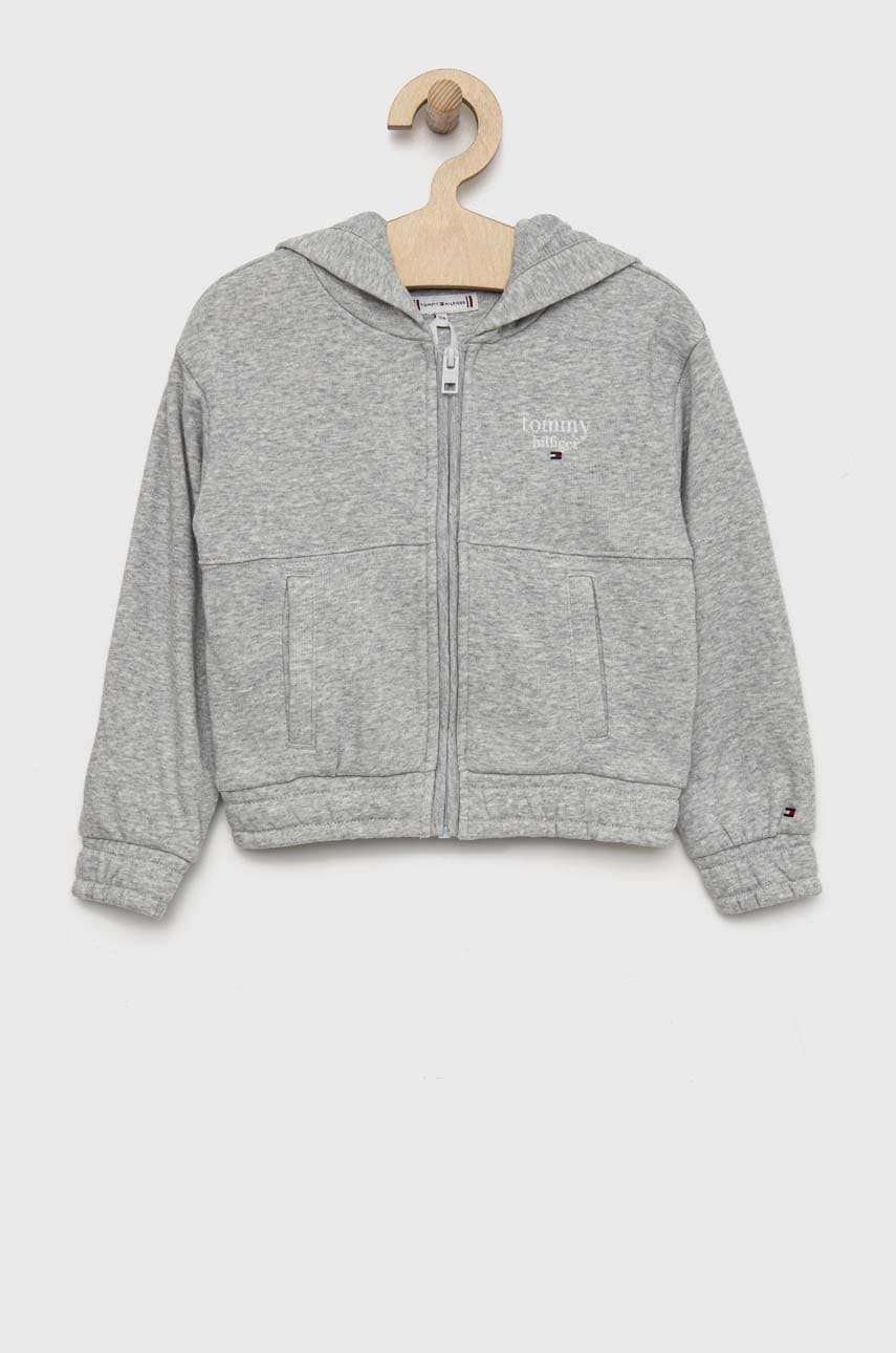 Детская кофта Tommy Hilfiger цвет серый с капюшоном меланж Детская кофта Tommy Hilfiger цвет серый с капюшоном меланж