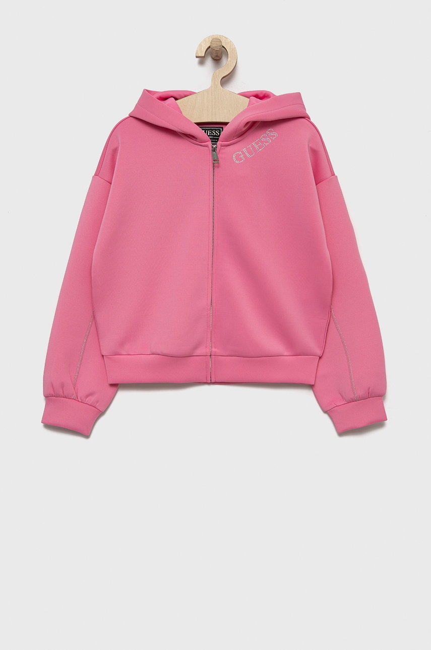 

Детски суичър Guess в розово с апликация, Розов