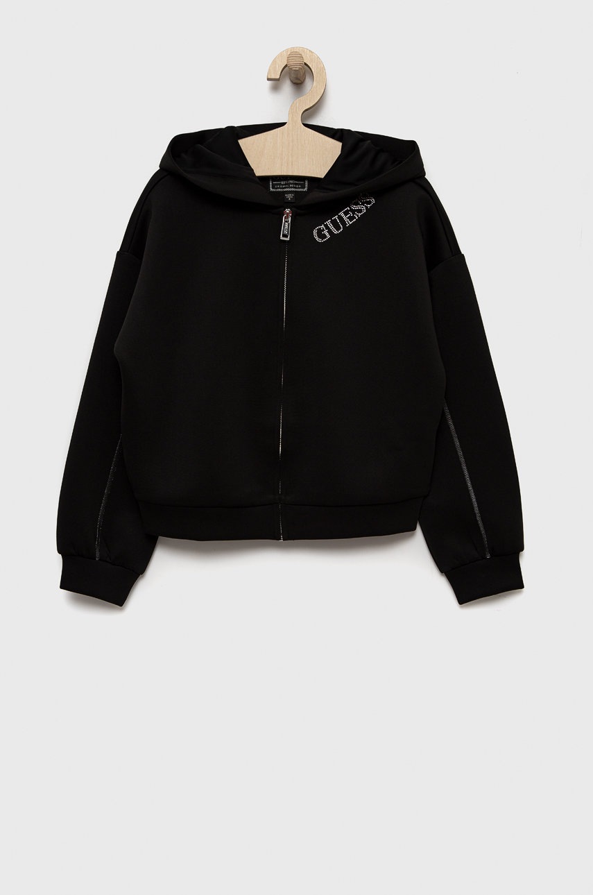 

Детски суичър Guess в черно с апликация, Черен