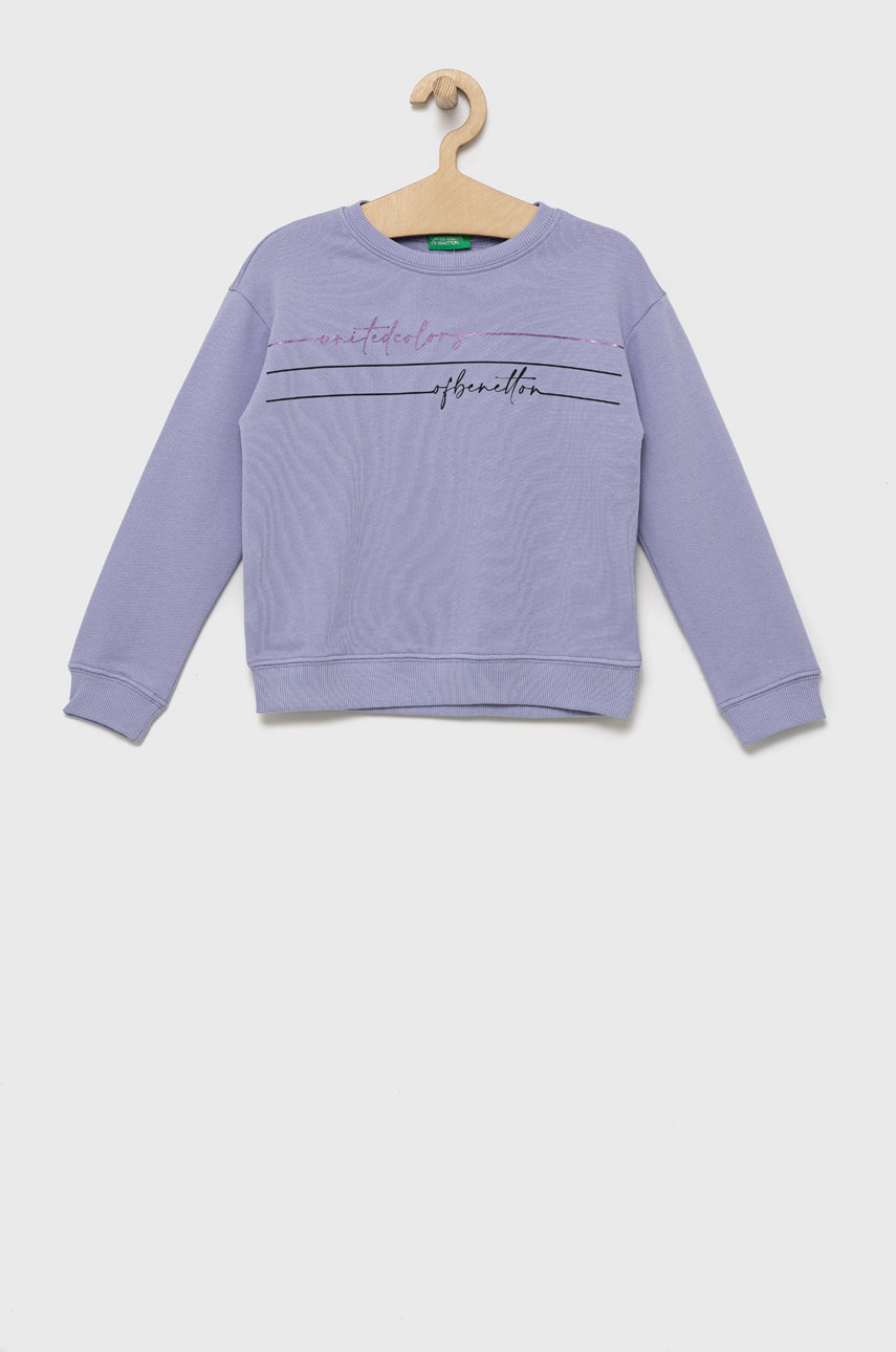 

Детская хлопковая кофта United Colors of Benetton цвет фиолетовый с принтом